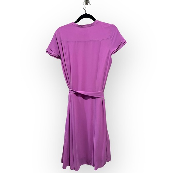 MSK Pintuck Chiffon Flutter Sleeve Midi Dress Purple Pink sz 16 - Picture 2 of 15